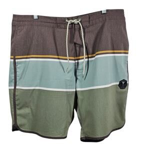 Vissla Boardshorts Surf Swim Activewear Athleisure Brown Aqua Moss Men's 38